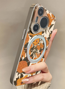 适用于华为Pura70pro手机壳新款富贵金菊Mate60/70pro十套50/40全包防摔P60/80带挂绳Nova14ultra/13/12外7/9