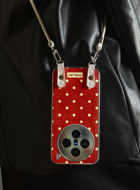 适用于vivox300Pro手机壳新款红底波点X100pro/90S/80斜跨全包S30promini/20/19/18/17套防摔Y300i带挂绳女