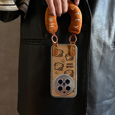 适用于vivox300Pro手机壳新款棕纹KT猫X100pro/90S/80斜跨全包S30promini/20/19/18/17套防摔Y300i带挂绳女