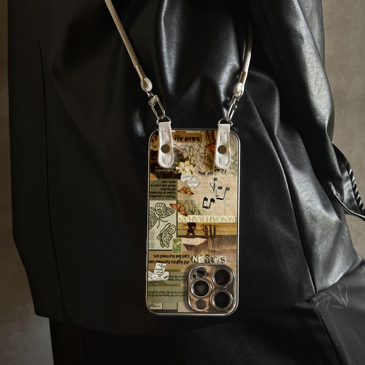 适用于OPPOReno14Pro手机壳音乐蝴蝶新款带挂绳FINDx8s/x7ultra全包x6/5防摔a58硅胶7/8/9女10/11pro十12套13