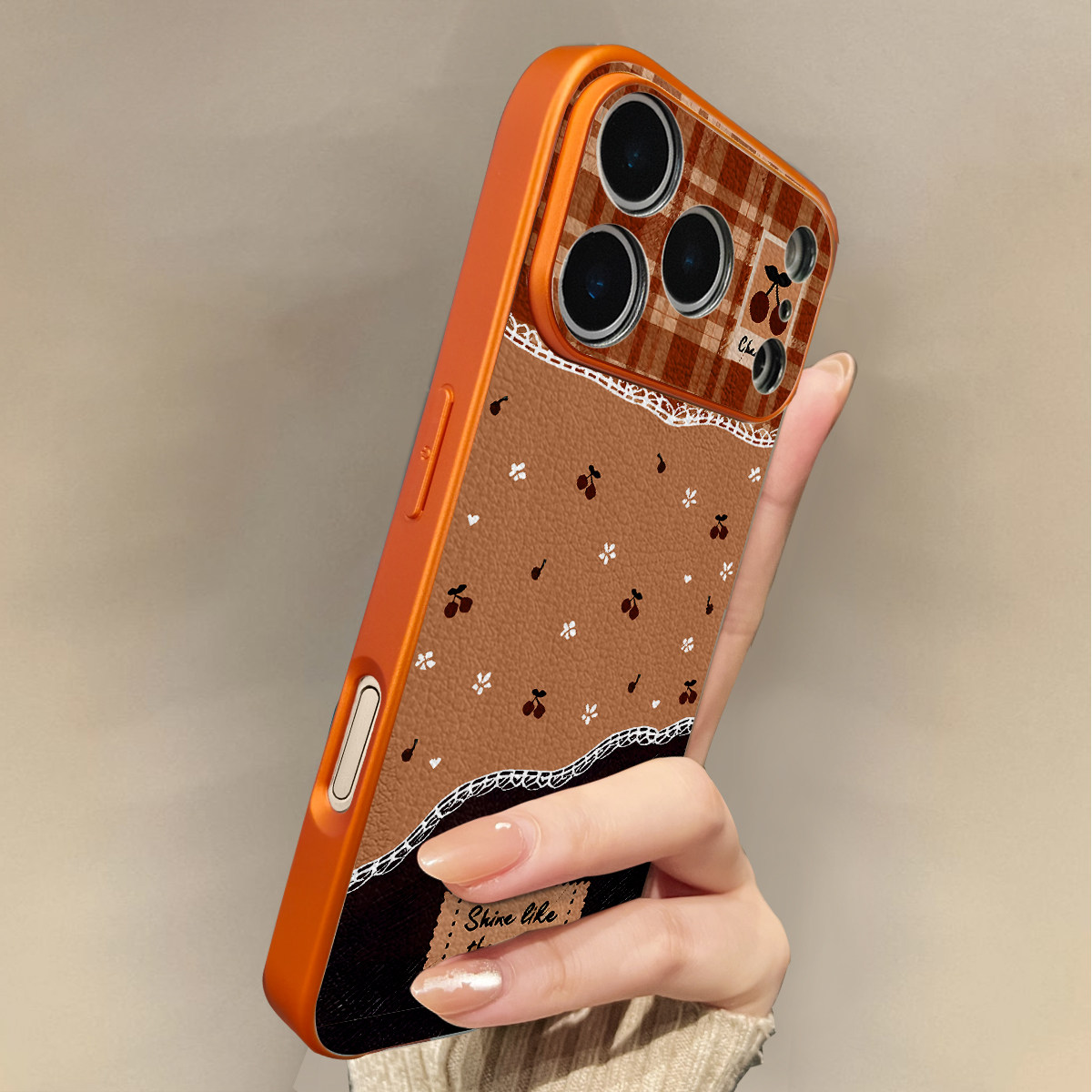 适用于苹果17promax手机壳电镀橙拼接花边iphone14/16pro套硅胶xs全包防摔斜跨15ultra套网红11新款xr女13PRO
