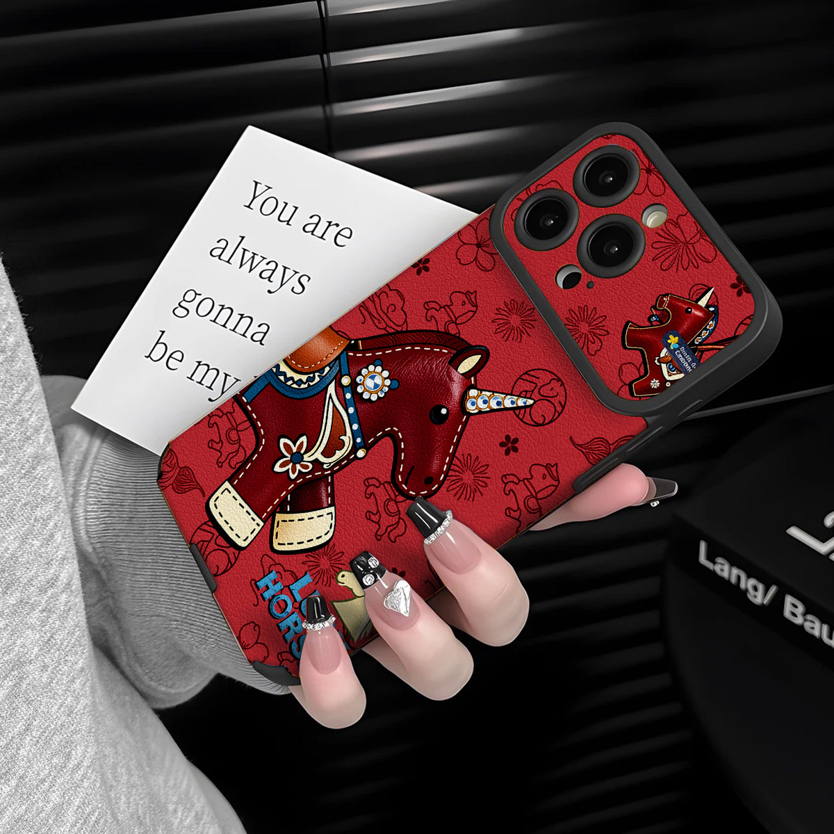 适用于苹果17promax手机壳带挂绳红独角兽iphone14/16pro套硅胶xs全包防摔斜跨15ultra套网红11新款xr女13PRO