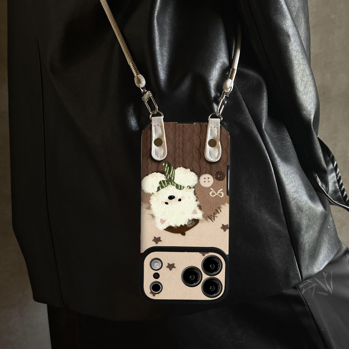 适用于荣耀400Pro手机壳毛衣白狗华为x70斜跨x40/50全包400防摔90新款女60/70/80套2/300带挂绳magic8/7/6pro