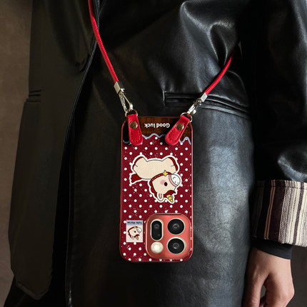 适用OPPOReno15Pro手机壳红独角兽红色新款findx9带挂绳x8s/x7ultra马年全包x6防摔硅胶女10/11pro12套13/14