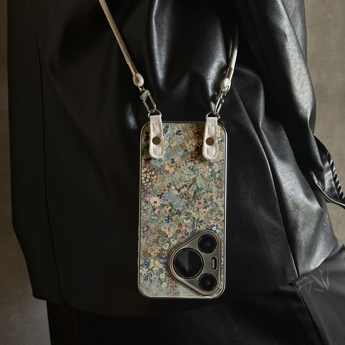 适用于华为Pura70pro手机壳新款浅万花丛Mate60/70pro十套50/40全包防摔P60/80带挂绳Nova14ultra/13/12外7/9