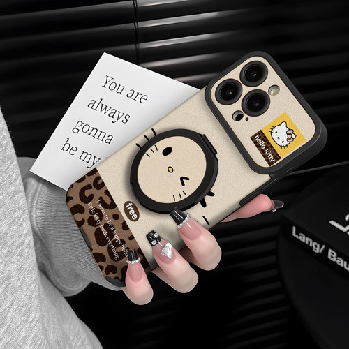 适用于苹果17promax手机壳带挂绳KT猫头像iphone14/16pro套硅胶xs全包防摔斜跨15ultra套网红11新款xr女13PRO