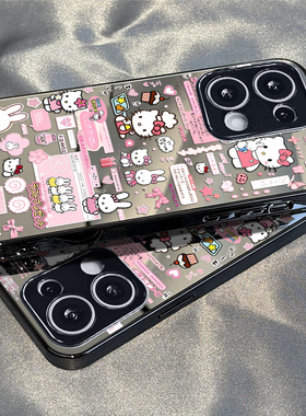 适用于OPPOReno14Pro手机壳粉框KT猫镜面高级感a2/a3pro硅胶全包5防摔6新款男女7/8/9潮Reno10/11pro十12套13