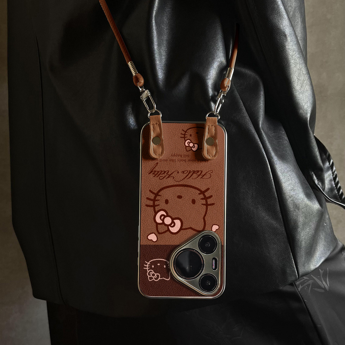 适用于华为Pura70pro手机壳新款拼接色猫Mate60/70pro十套50/40全包防摔P60/80带挂绳Nova14ultra/13/12外7/9