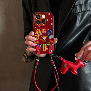 11pro12套13 适用OPPOReno15Pro手机壳福签状元 x7ultra马年全包x6防摔硅胶女10 findx9带挂绳x8s 红色新款