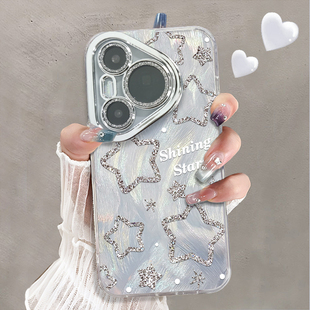 自带镜头膜适用于华为p70Pro手机壳银光星闪高级感p50e硅胶全包防摔P60pro套网红新款p30女潮牌p40带手链p70