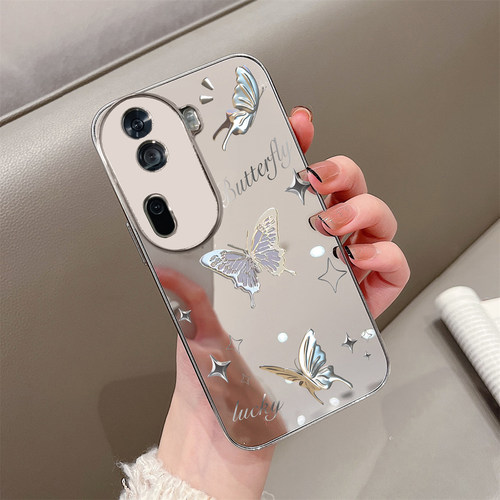 适用于OPPOReno12Pro手机壳镜面紫金蝴蝶高级感5/6/7外硅胶全包防摔reno8/9pro十网红新款女潮牌Reno10/11套