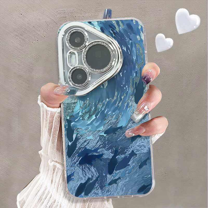 自带镜头膜适用于华为pura70Ultra手机壳锡纸深海鱼群高级感p50硅胶全包防摔P60套新款p30女潮牌p40/p70pro套,3C数码配件,手机保护套/壳,淘宝优惠券,粉丝福利购,淘宝优惠卷