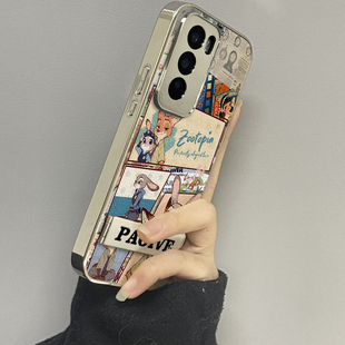 适用于OPPOReno12Pro手机壳镜面情侣兔狐高级感5/6/7外硅胶全包防摔reno8/9pro十网红新款女潮牌Reno10/11套