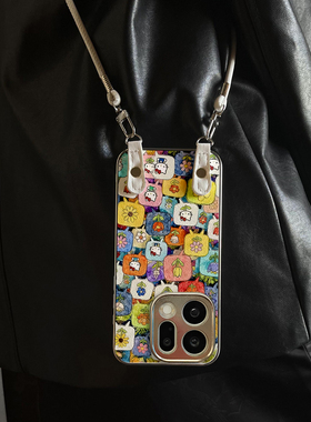 适用于OPPOReno15Pro手机壳方格KT猫新款x9带挂绳FINDx8s/x7ultra全包x6/5防摔硅胶7/8/9女10/11pro12套13/14