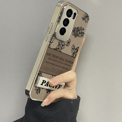 适用于opporeno12pro手机壳高级感咖啡色花Reno5/6/7/8/9硅胶全包a2防摔a3pro新款男女潮牌Reno10/11pro十套