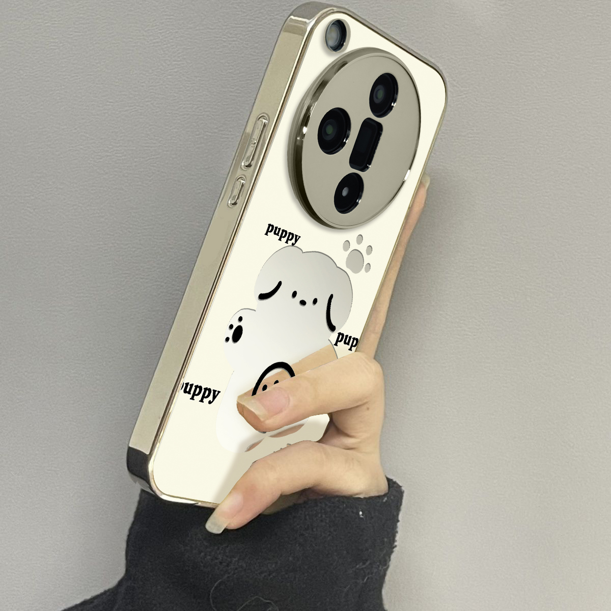 适用于oppofindx7Ultra手机壳电镀镜面镂空狗狗高级感oppoa2/3pro外硅胶全包防摔FINDX5/6pro套新款女x7至尊