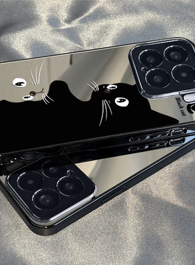 适用于小米15pro手机壳高级感镜面大眼猫咪硅胶11全包防摔12x新款男女潮牌12spro外网红小米14ultra套软13