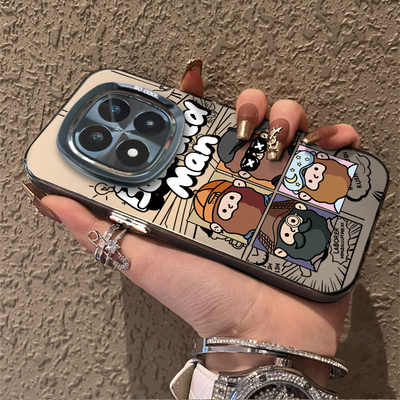 适用于红米note14pro手机壳高级感四格漫画彩银硅胶小米note14pro十外全包防摔硬新款男女潮牌Redminote14套