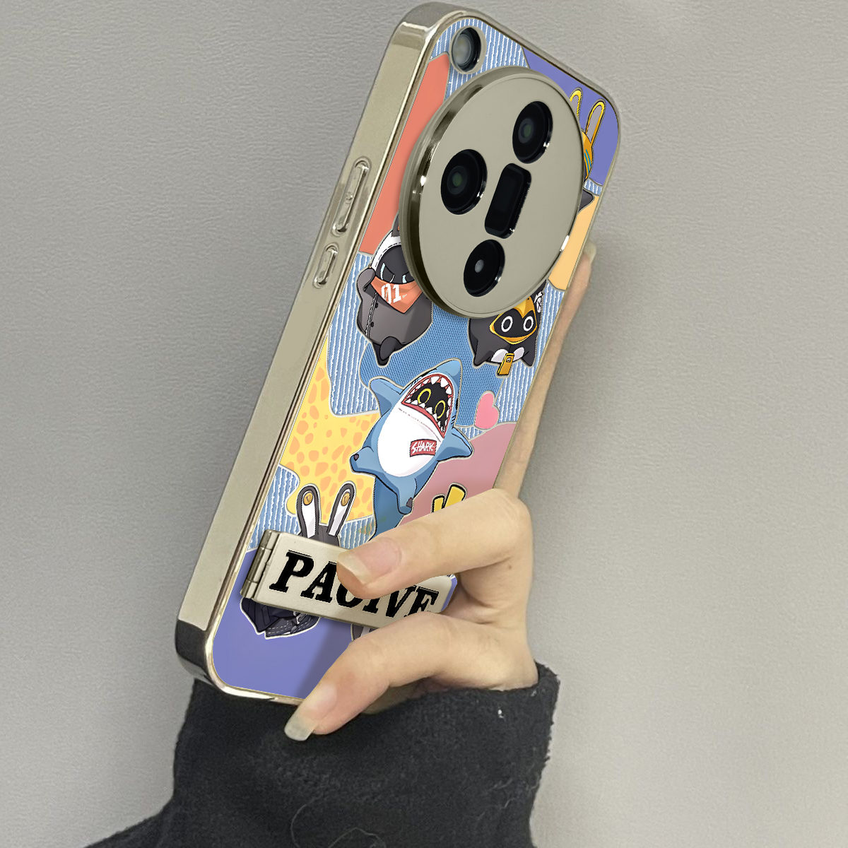 适用于oppofindx7Ultra手机壳电镀镜面黑兔鲨鱼高级感oppoa2/3pro外硅胶全包防摔FINDX5/6pro套新款女x7至尊