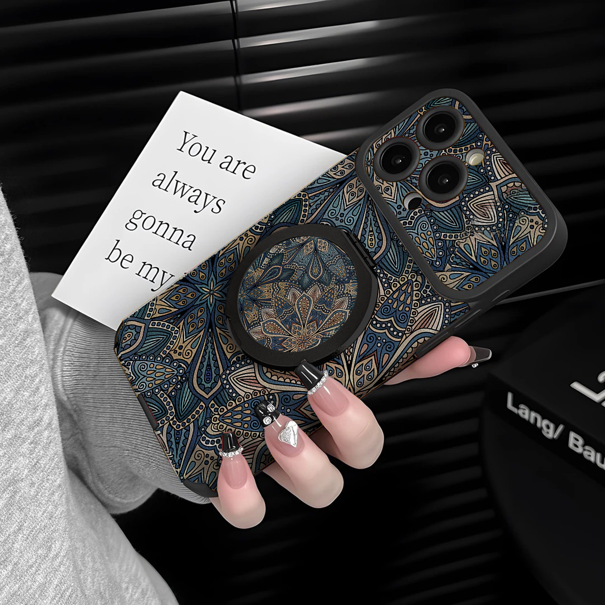 适用于苹果17promax手机壳带挂绳图腾花朵iphone14/16pro套硅胶xs全包防摔斜跨15ultra套网红11新款xr女13PRO