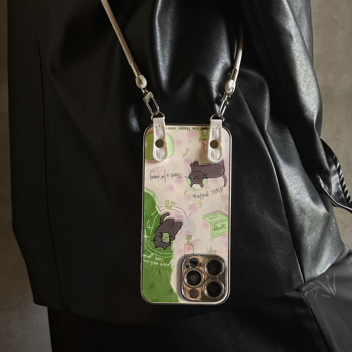 适用于OPPOReno15Pro手机壳草地灰猫新款带挂绳FINDx8s/x7ultra全包x6/5防摔a58硅胶7/8/9女10/11pro十12套13