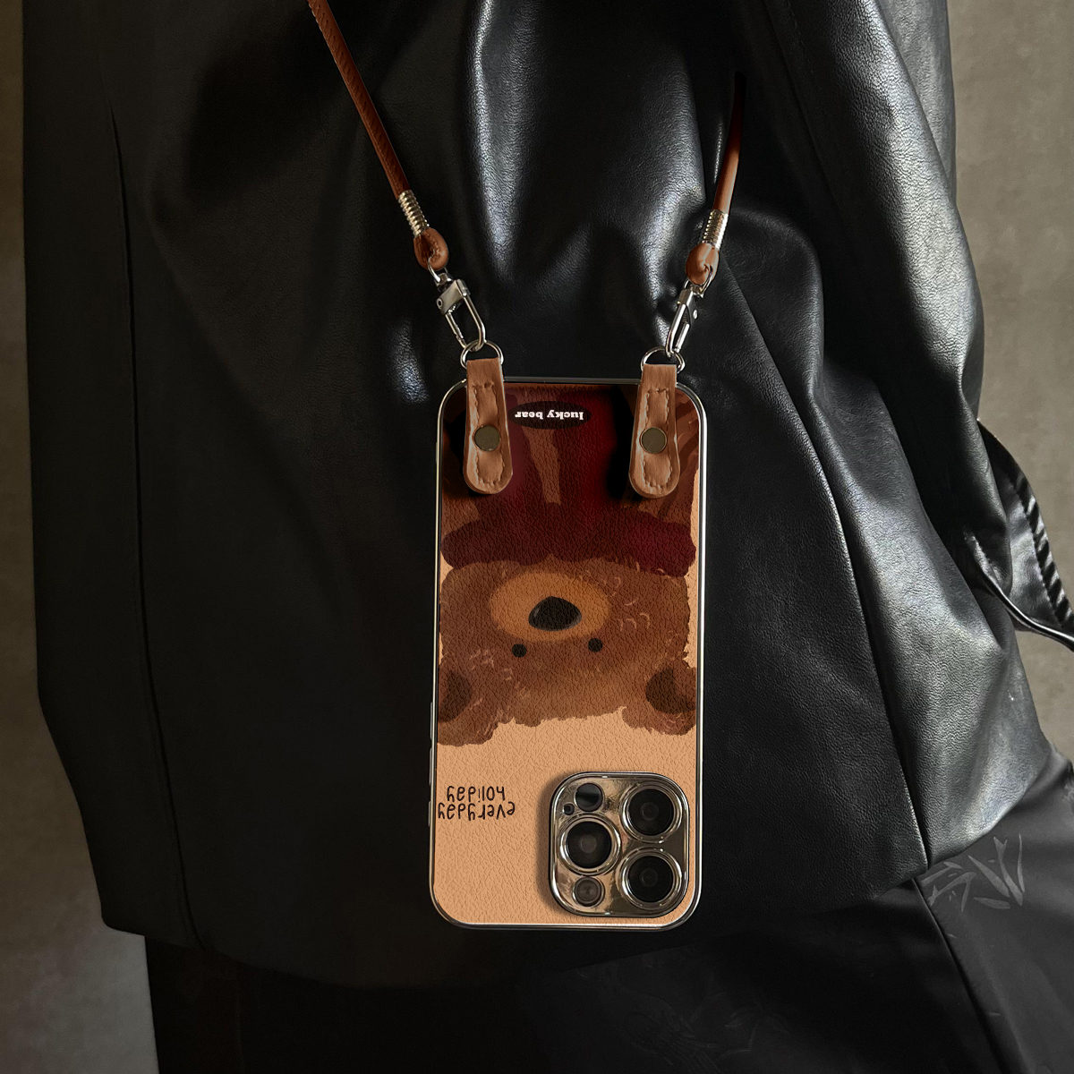 适用于OPPOReno15Pro手机壳围巾棕熊新款x9带挂绳FINDx8s/x7ultra全包x6/5防摔硅胶7/8/9女10/11pro12套13/14