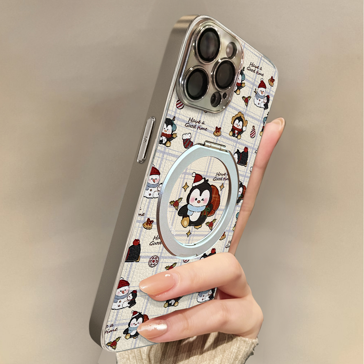 适用于OPPOReno14Pro手机壳圣诞企鹅新款带挂绳FINDx8s/x7ultra全包x6/5防摔a58硅胶7/8/9女10/11pro十12套13