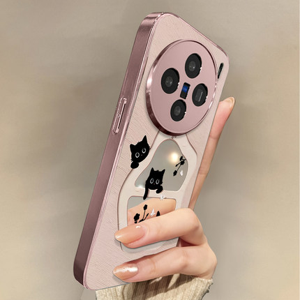 适用于vivox200promini手机壳镜面花蝶黑猫高级感vivix60/70/80外硅胶全包防摔y200i新款女vivox90/x100s套软