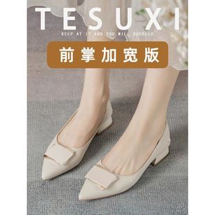 跨境 加肥加宽大码 女鞋 脚肥脚宽41一43气质温柔仙女鞋 尖头百搭单鞋