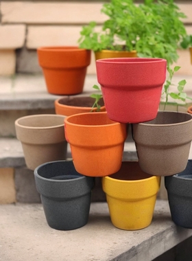 老盆友透气花盆新款加厚1916多肉红陶多孔陶瓷盆栽圆形室内简约