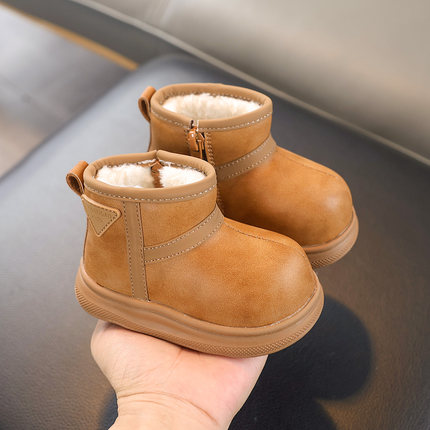 女宝宝雪地靴冬季新款加绒保暖男童棉鞋婴幼儿学步鞋小童大棉短靴