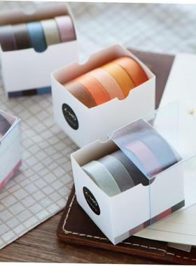 5Rolls/box Solid Color Washi Tape Set Decorative Masking Tap