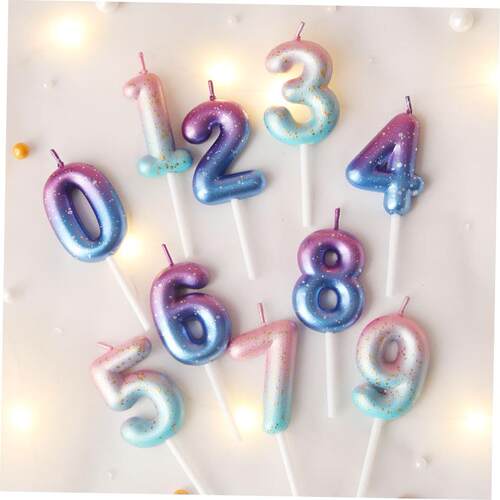 birthday cake digital candles party decoration card Number
