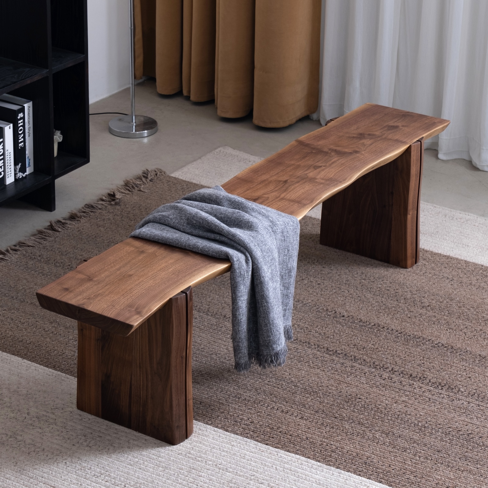 木有作为长条凳黑胡桃实木大板