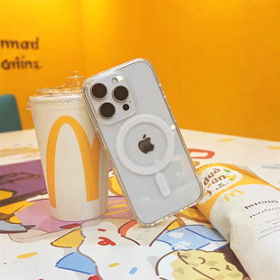 透明磁吸无线充电适用苹果17同款iPhone16手机硬壳高级感官方原装15ProMax保护壳14plus半包13新款12简约