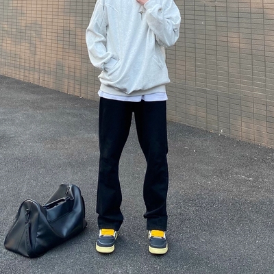 美式高街vibe简约纯黑色牛仔裤男