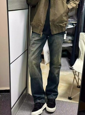 复古深色修身牛仔裤男窄版裤子瘦身简约做旧水洗款显瘦百搭男女潮