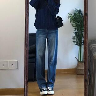 复古深色修身牛仔裤男女窄版显瘦直筒裤水洗做旧款式cleanfit简约