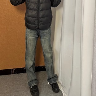 高街 美式 做旧水洗工艺复古四季 通用松弛垂坠感潮男直筒牛仔长裤