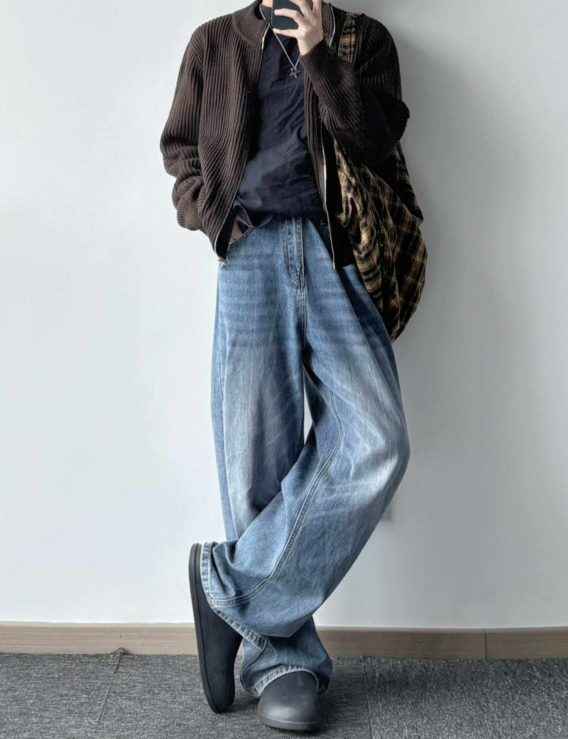 春秋款宽松阔腿直筒牛仔裤男女水洗简约clean浅色裤子oversize潮,男装,牛仔裤,淘宝优惠券,粉丝福利购,淘宝优惠卷