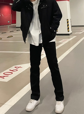 vibe风高街裤子微喇黑色牛仔裤直筒宽松显瘦ins潮牌美式街头休闲