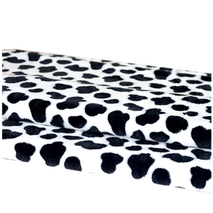 加厚白底斑点法兰绒布料双面小奶牛纹波点珊瑚绒2.25米加宽毛毯布
