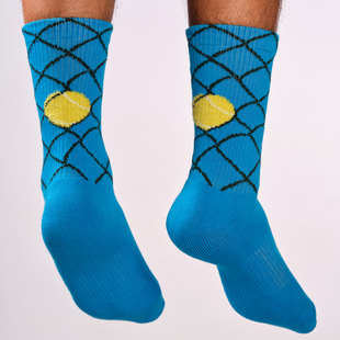 SOX&CO.原创铁丝网网球男女同款 运动袜新疆棉莱卡中筒吸汗毛巾底