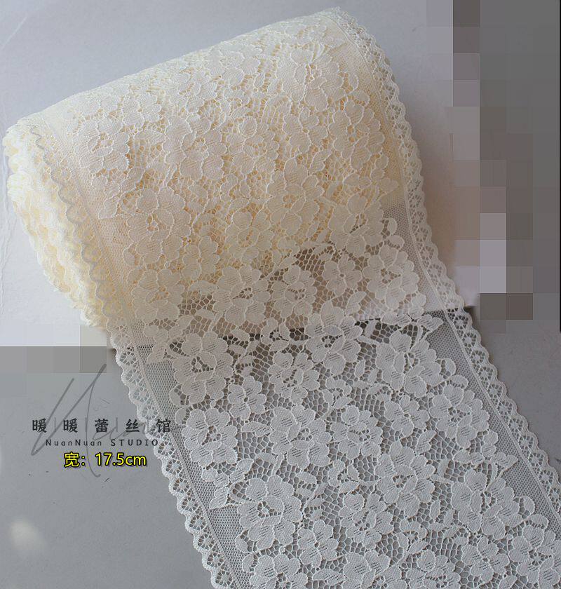 暖暖的奶油色碎花弹力蕾丝花边 娃衣手工衣服下摆袖子领口装饰布