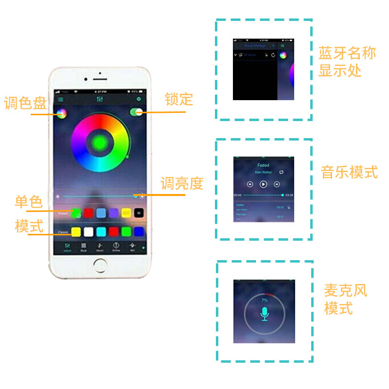 5v 智能led灯带rgb套装 5050低压usb电视背景灯氛围灯蓝牙音乐 ul