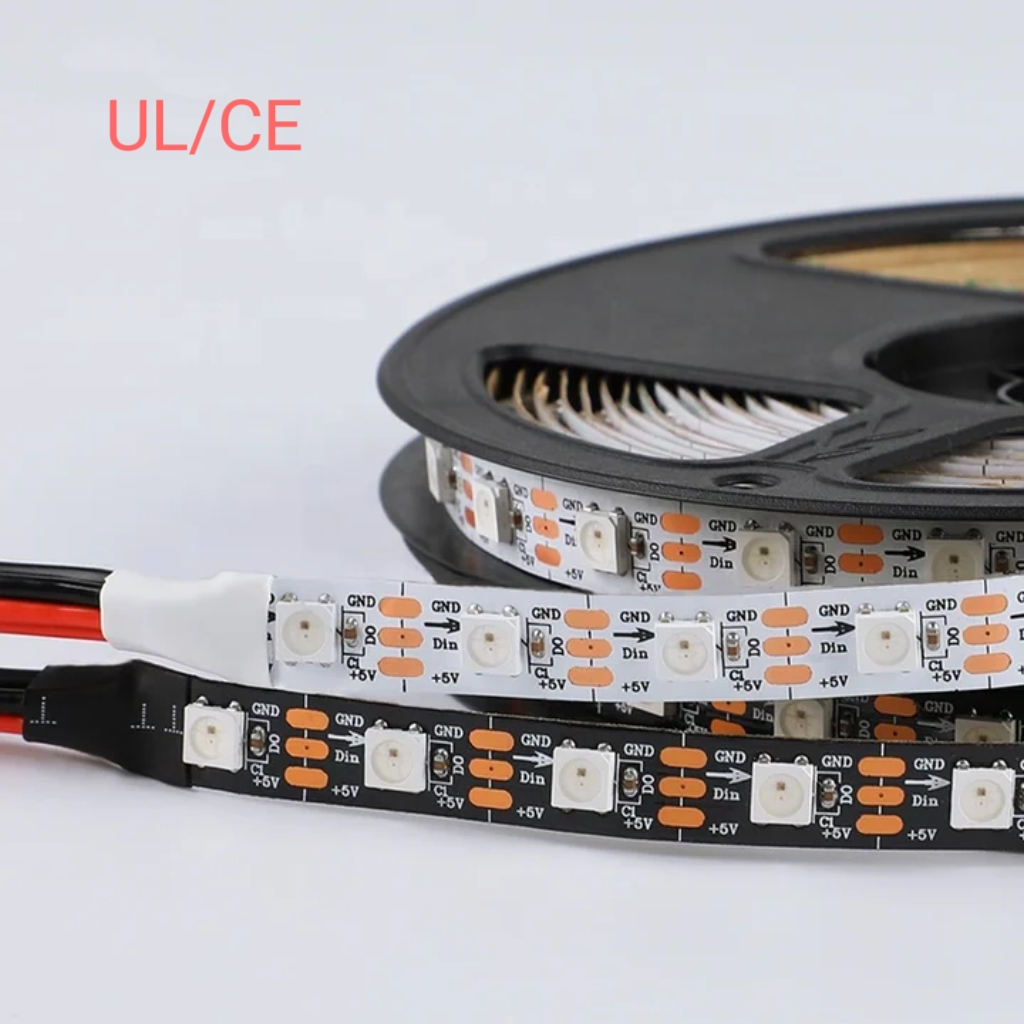 LED幻彩灯带5V低压30/60灯 WS2812B跑马全彩rgb 5050内置IC ul灯