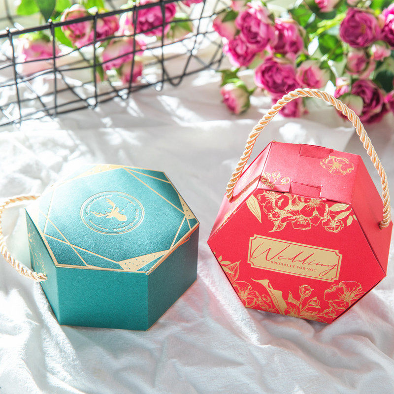 新款创意结婚庆用品六角喜糖盒 欧式高档森系小清新回礼糖果礼盒