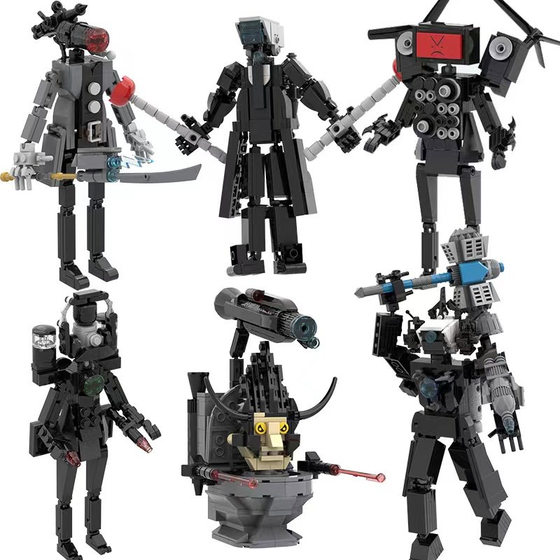 马桶人和监控人的拼装积木手办泰坦音响电视人摄像头人怪物监控人