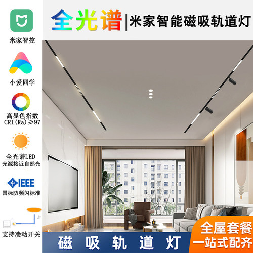智能磁吸轨道灯全光谱嵌入式照明
