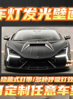 兰博基尼大牛3D发光车行挂画